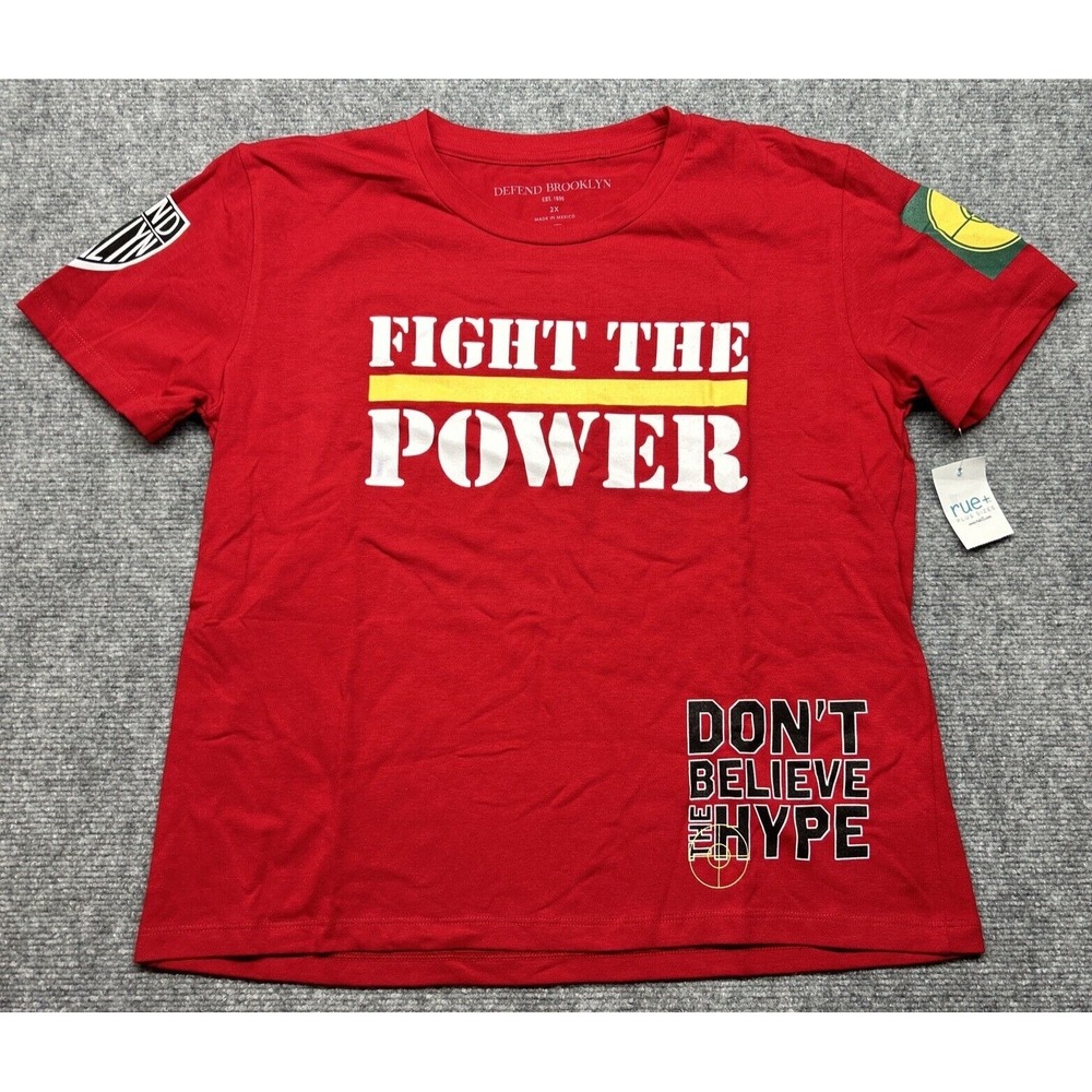 Fight The Power Defend Brooklyn T-Shirt Women's 2X Plus Red Short Sleeve New